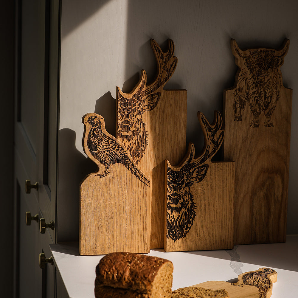 Framed Oak Serving Board - Medium - Pheasant