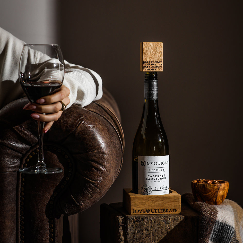 Oak Bottle Stopper - Love & Celebrate