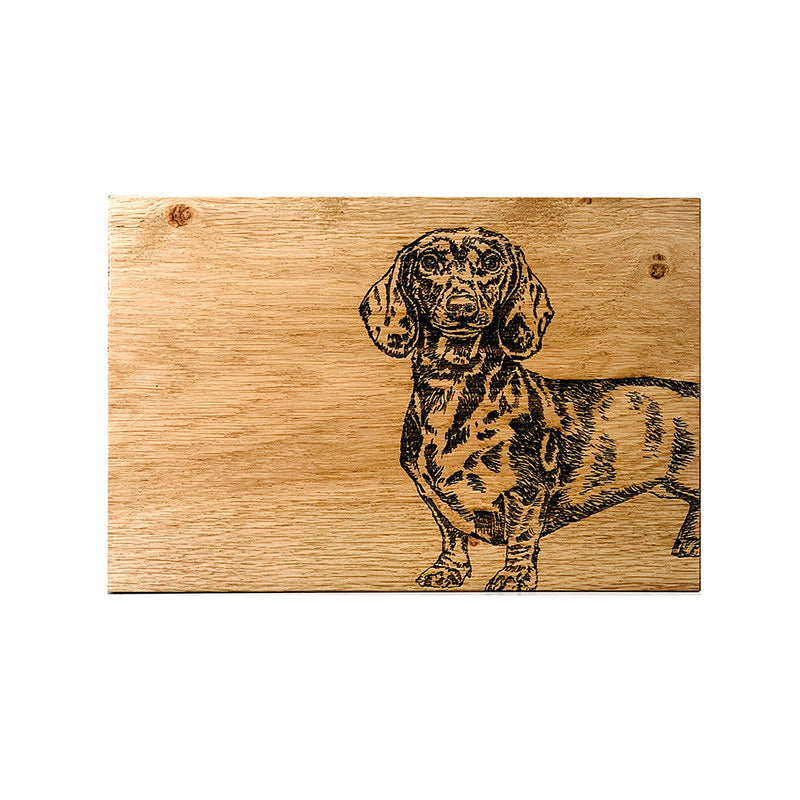 Oak Serving Board - 30cm - Dachshund