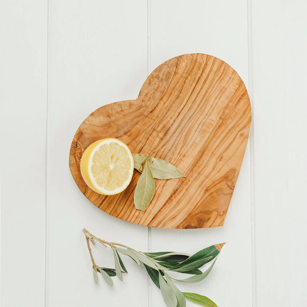 Olive Wood Heart Shaped Board 21cm