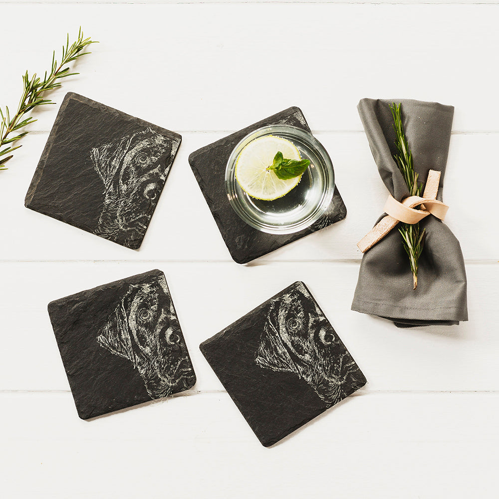 4 Slate Coasters - Labrador