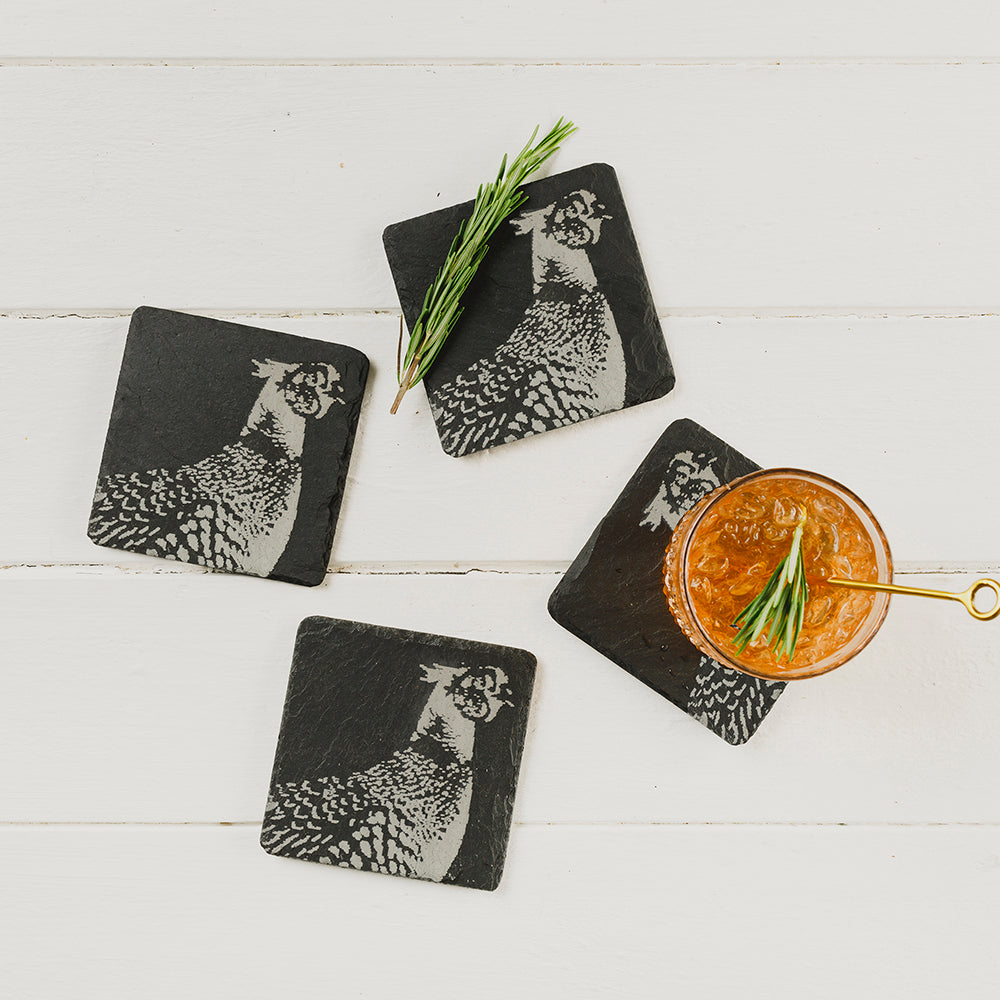 4 Slate Coasters - Pheasant