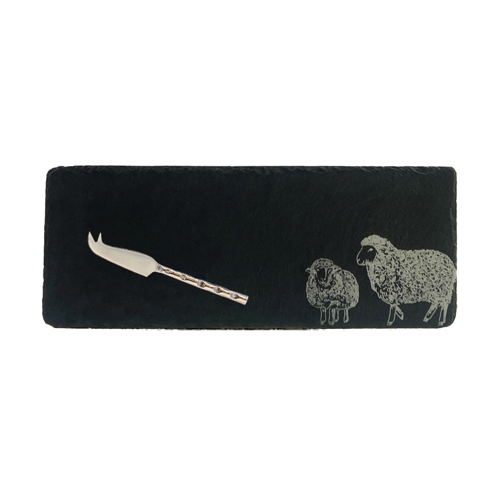 Single Mini Slate Cheese Board & Knife Set - Sheep