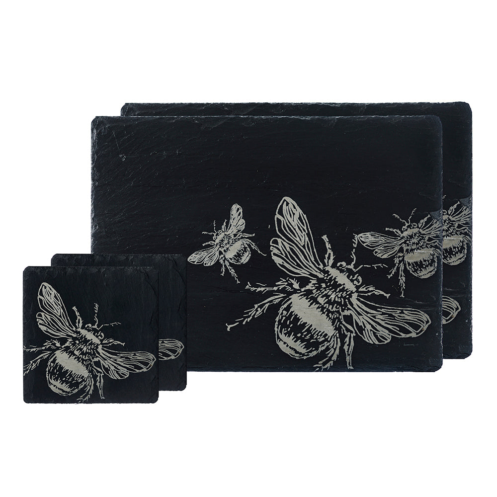 Slate Coaster & Place Mat Set - Bee