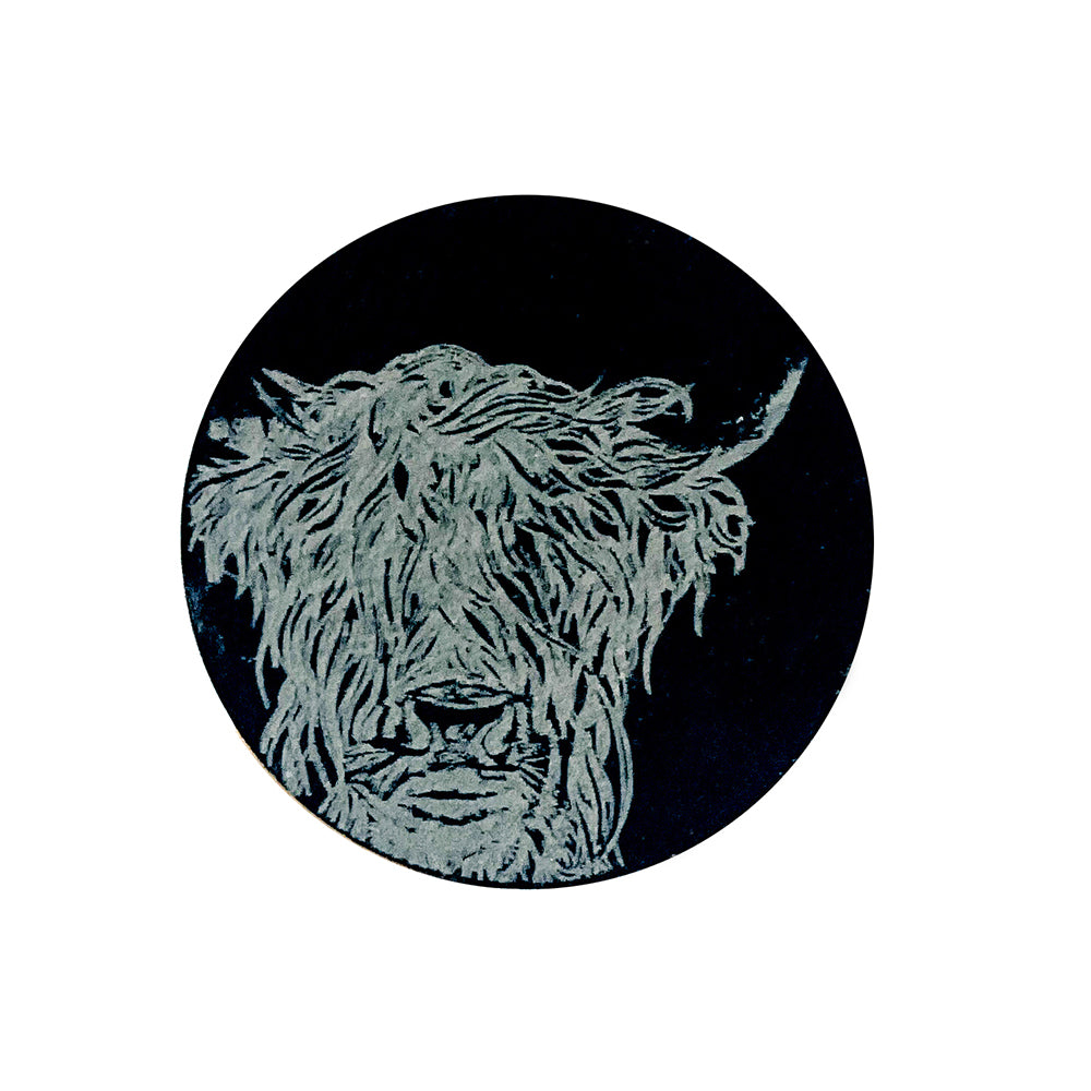 Slate Magnet - Round - Highland Cow