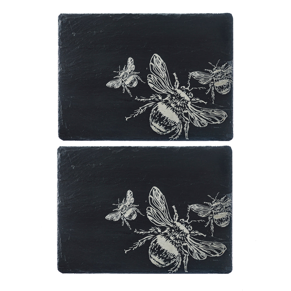 2 Slate Place Mats - Bee
