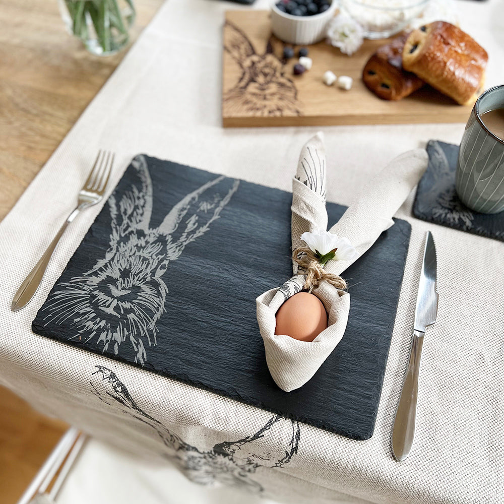 2 Slate Place Mats - Hare