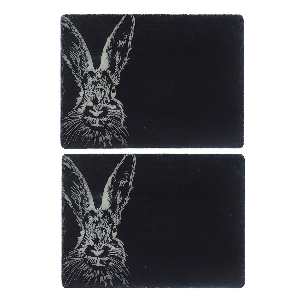 2 Slate Place Mats - Hare