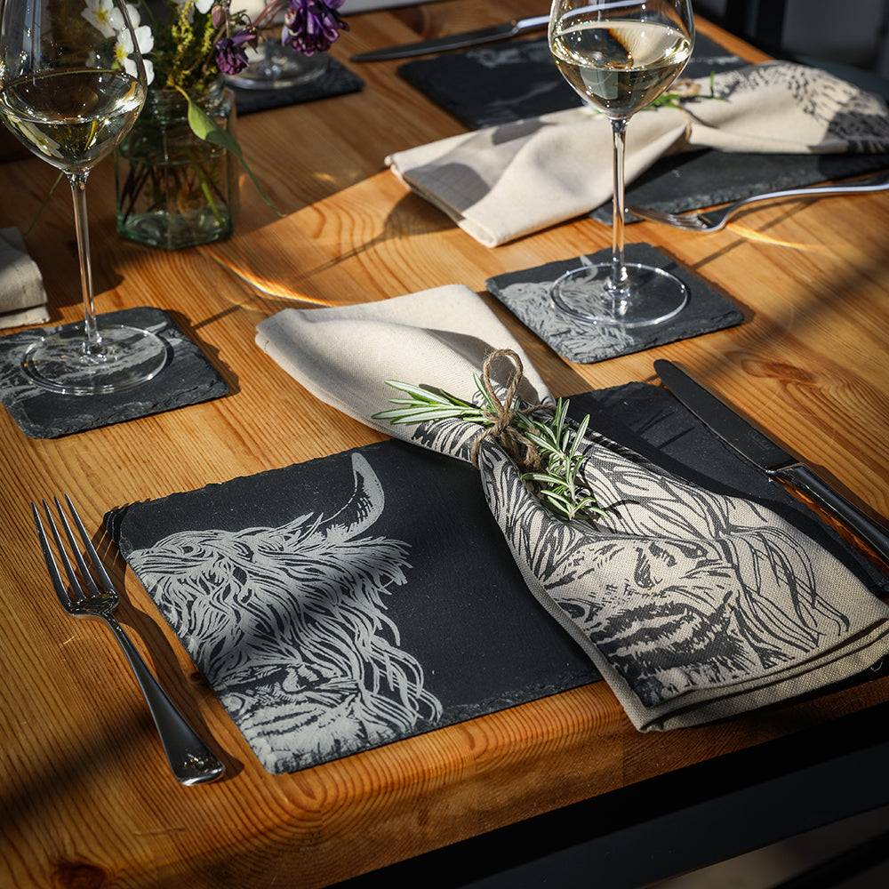 2 Slate Place Mats - Highland Cow