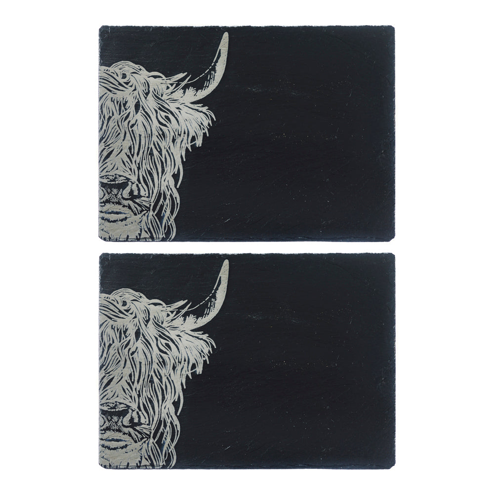 2 Slate Place Mats - Highland Cow
