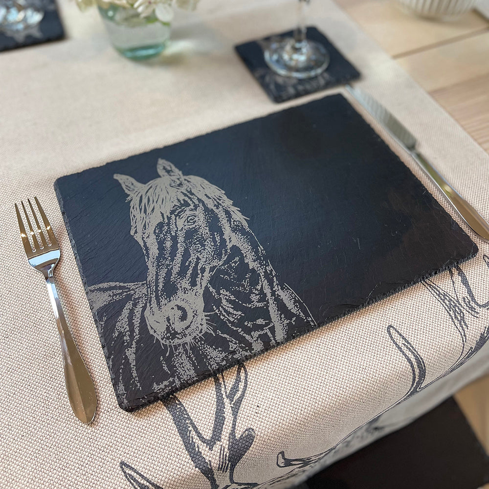 2 Slate Place Mats - Horse Portrait