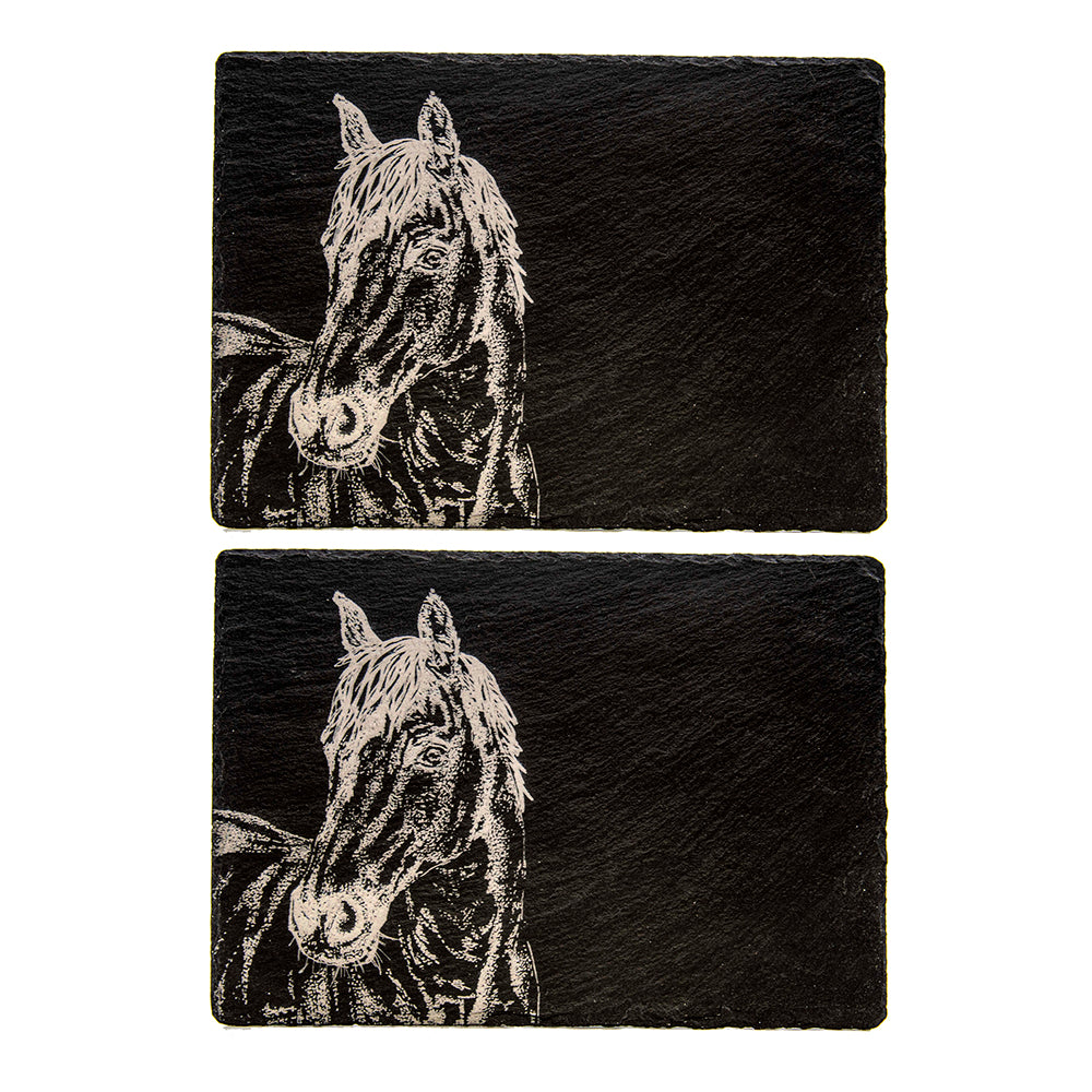 2 Slate Place Mats - Horse Portrait