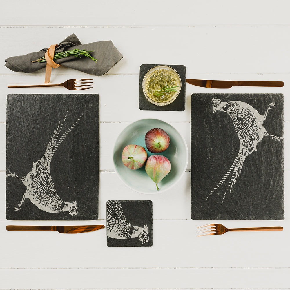 2 Slate Place Mats - Pheasant
