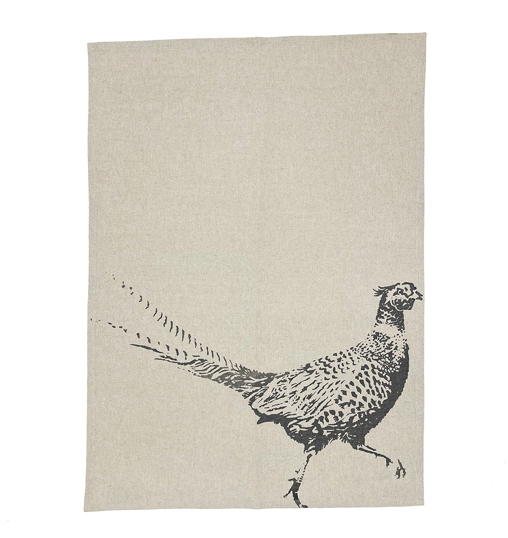 Linen Tea Towel - Pheasant Side Profile