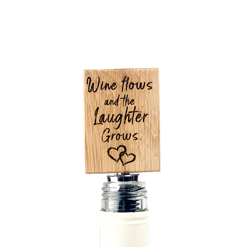 Oak Bottle Stopper - Home is Where the Wine Flows