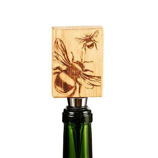Oak Bottle Stopper - Bee