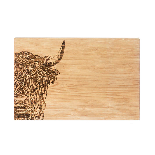Oak Serving Board  - 30cm - Highland Cow