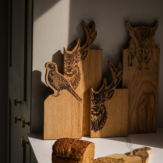 Framed Oak Serving Board - Medium - Pheasant