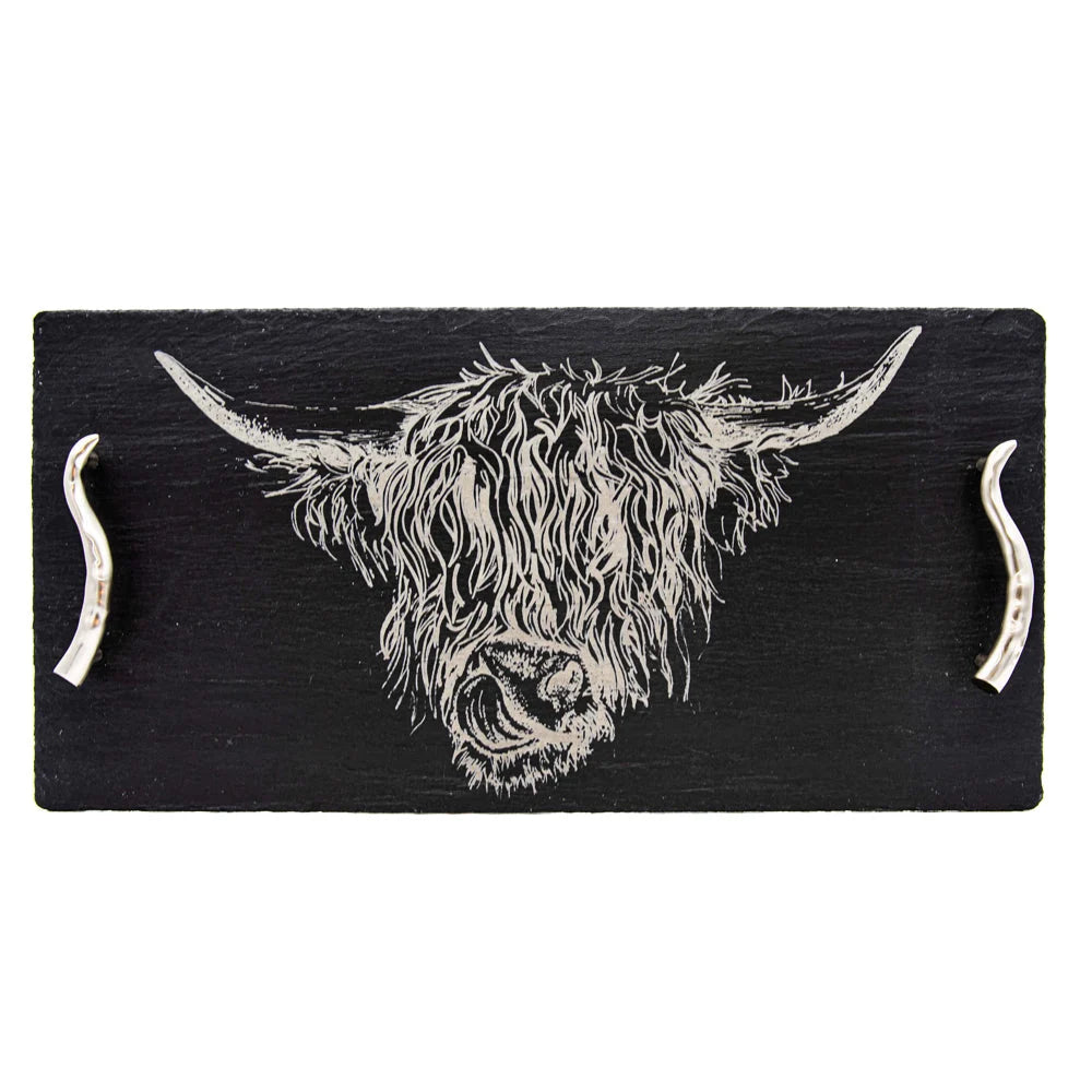 Slate Serving Tray - Large - Highland Cow