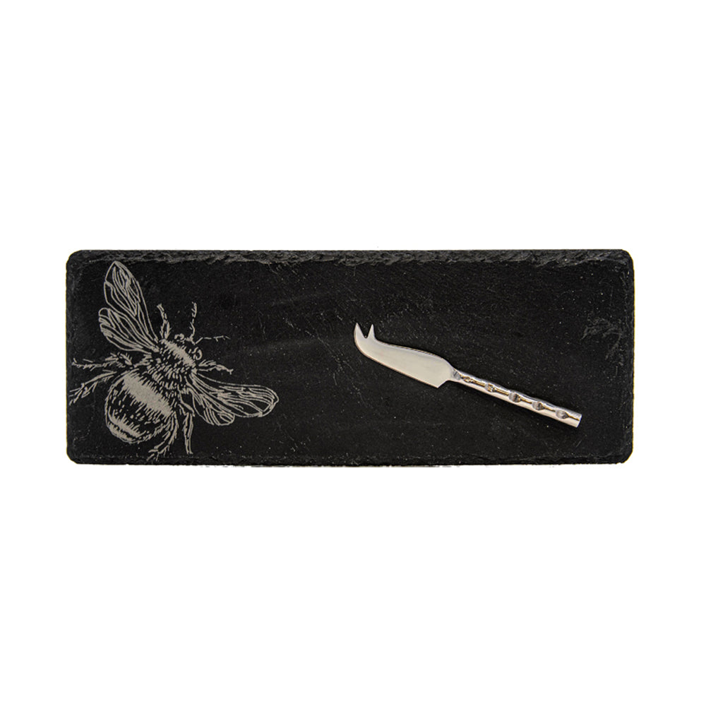 Single Mini Slate Cheese Board & Knife Set - Bee