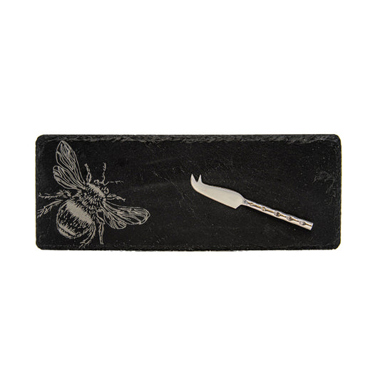 Single Mini Slate Cheese Board & Knife Set - Bee