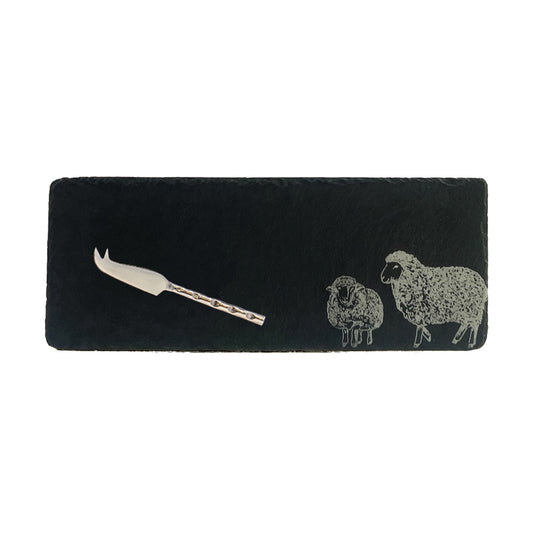 Single Mini Slate Cheese Board & Knife Set - Sheep