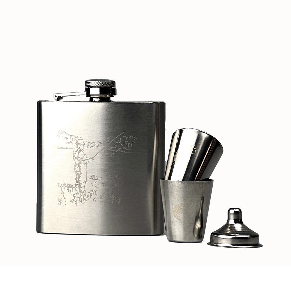 Hip Flask & Cup Set - Fishing