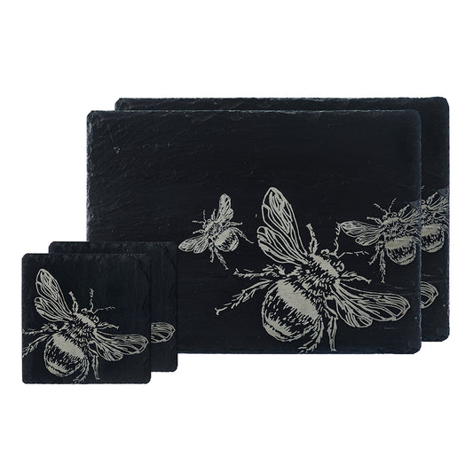 Slate Coaster & Place Mat Set - Bee