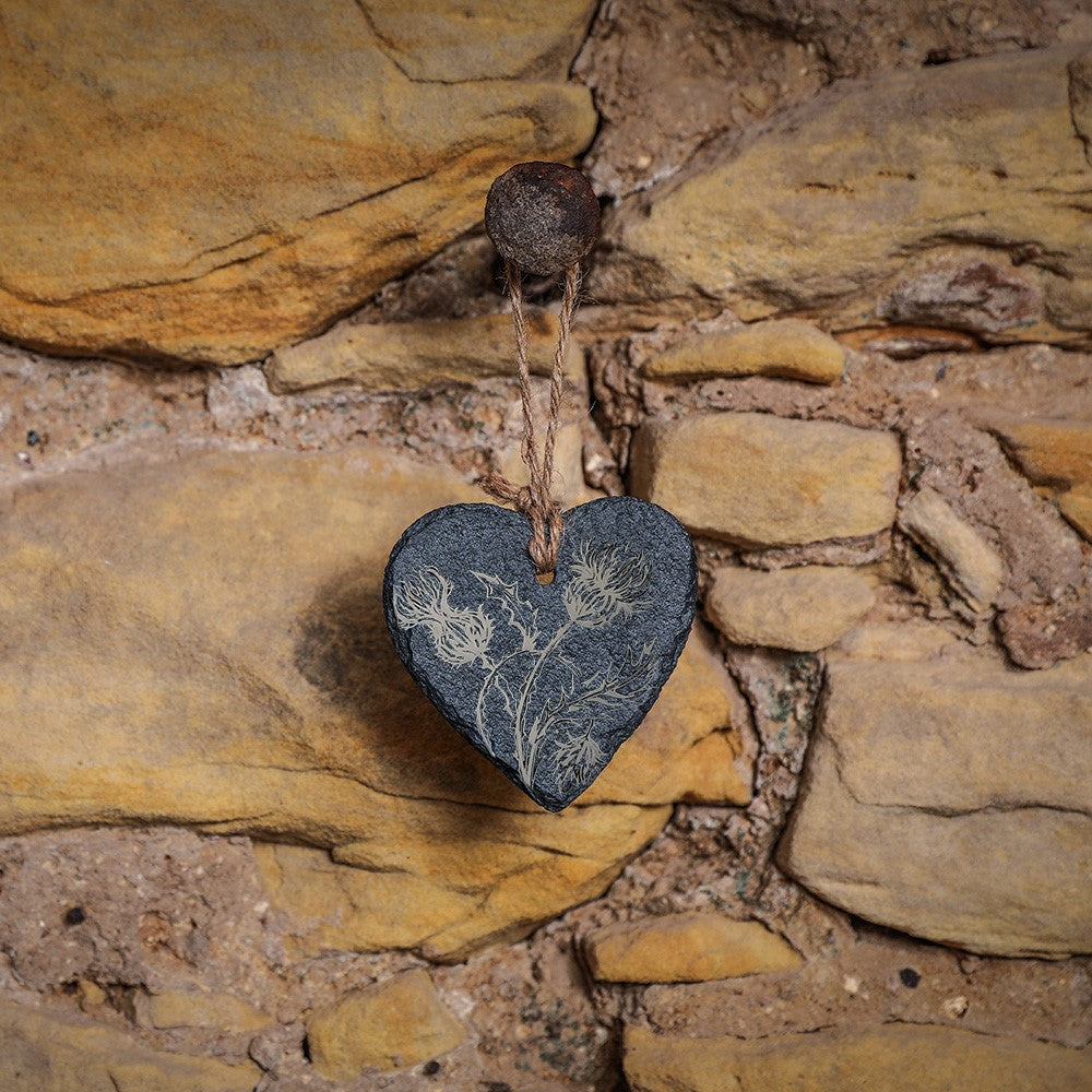Slate Decoration -Heart - Thistle Trio