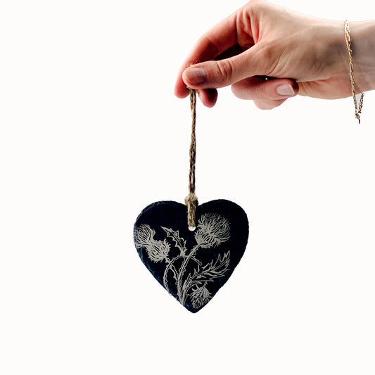 Slate Decoration -Heart - Thistle Trio
