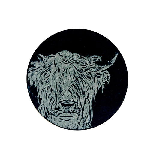 Slate Magnet - Round - Highland Cow
