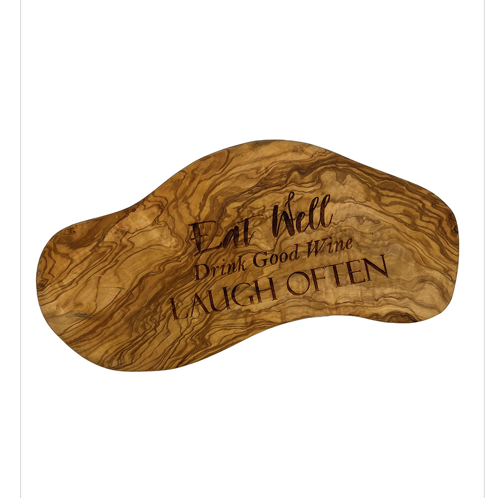 Olive Wood - Chopping Board 40cm - Eat Well, Drink Good Wine, Laugh Often