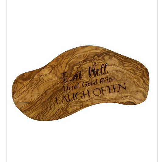 Olive Wood - Chopping Board 40cm - Eat Well, Drink Good Wine, Laugh Often